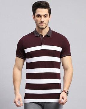 men striped regular fit polo t-shirt