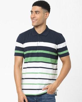 men striped regular fit polo t-shirt