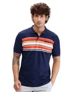 men striped regular fit polo t-shirt