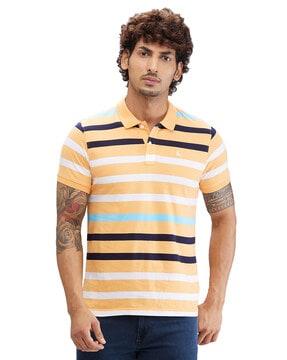 men striped regular fit polo t-shirt