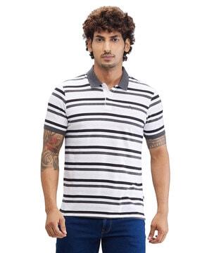 men striped regular fit polo t-shirt