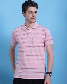 men striped regular fit polo t-shirt