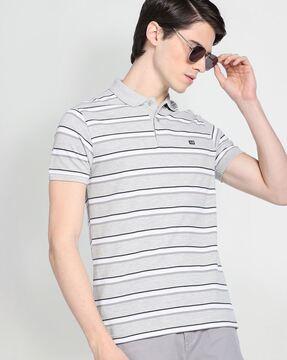 men striped regular fit polo t-shirt