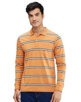 men striped regular fit polo t-shirt