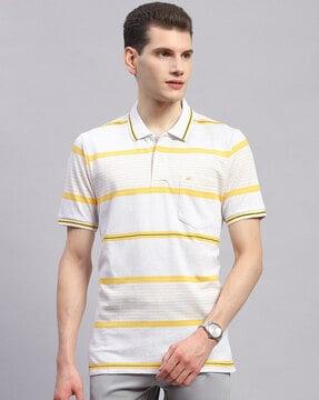 men striped regular fit polo t-shirt