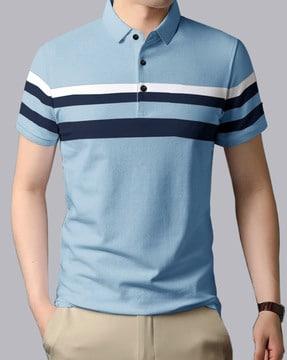 men striped regular fit polo t-shirt