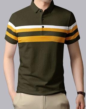 men striped regular fit polo t-shirt