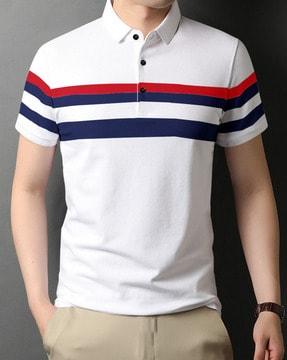 men striped regular fit polo t-shirt