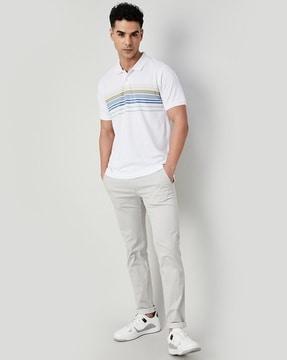 men striped regular fit polo t-shirt