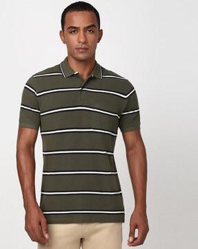 men striped regular fit polo t-shirt