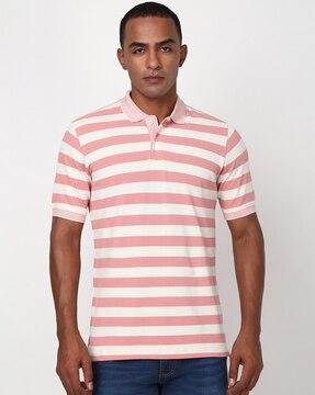 men striped regular fit polo t-shirt