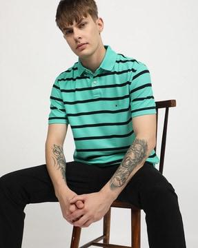 men striped regular fit polo t-shirt