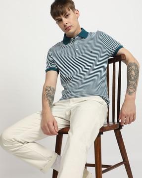 men striped regular fit polo t-shirt