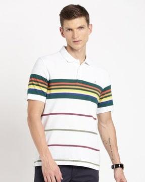 men striped regular fit polo t-shirt