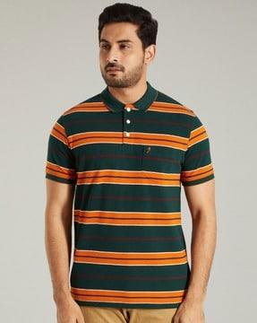 men striped regular fit polo t-shirt