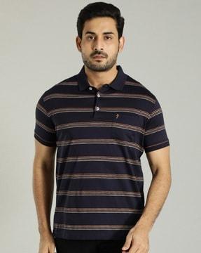 men striped regular fit polo t-shirt