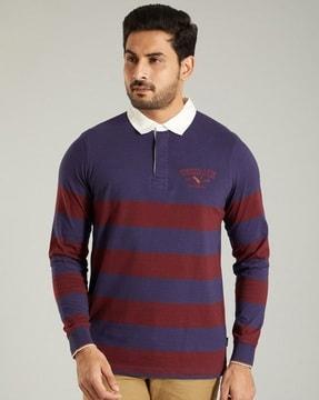 men striped regular fit polo t-shirt