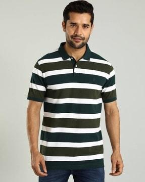 men striped regular fit polo t-shirt