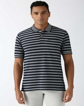 men striped regular fit polo t-shirt