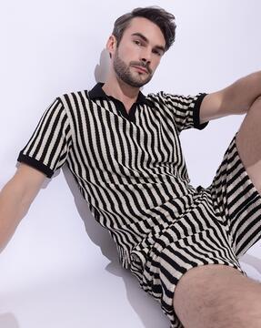 men striped regular fit polo t-shirt