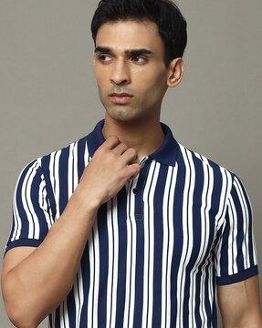 men striped regular fit polo t-shirt