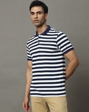 men striped regular fit polo t-shirt