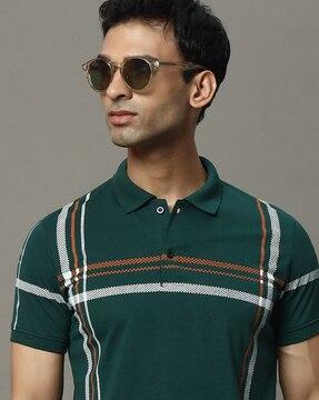 men striped regular fit polo t-shirt