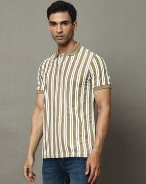 men striped regular fit polo t-shirt