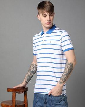 men striped regular fit polo t-shirt