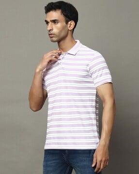 men striped regular fit polo t-shirt