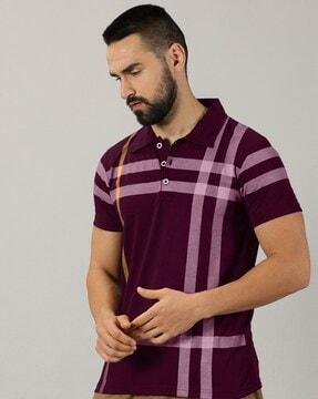 men striped regular fit polo t-shirt