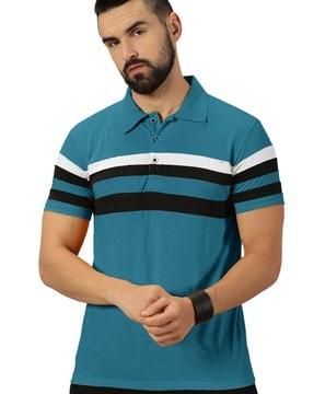 men striped regular fit polo t-shirt