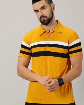 men striped regular fit polo t-shirt