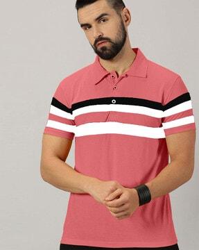 men striped regular fit polo t-shirt