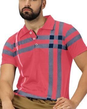 men striped regular fit polo t-shirt