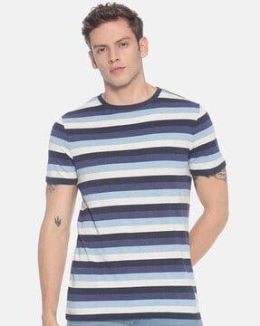 men striped regular fit round-neck t-shirt