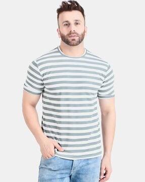 men striped regular fit round-neck t-shirt