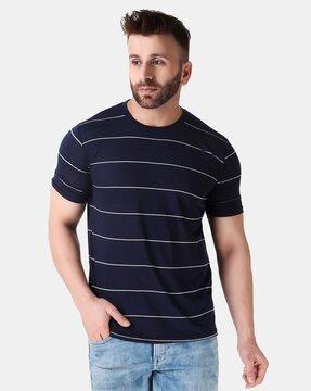 men striped regular fit round-neck t-shirt