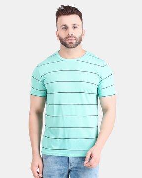 men striped regular fit round-neck t-shirt