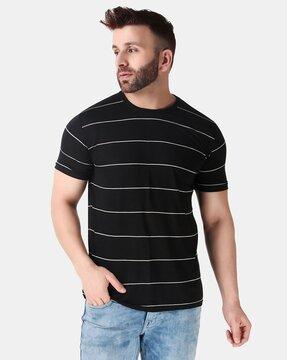 men striped regular fit round-neck t-shirt