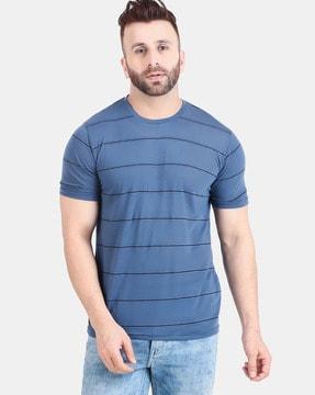 men striped regular fit round-neck t-shirt