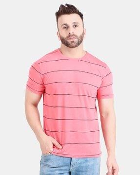 men striped regular fit round-neck t-shirt