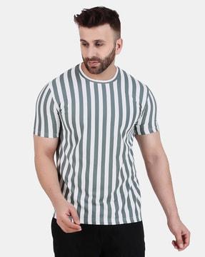 men striped regular fit round-neck t-shirt