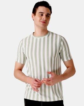 men striped regular fit round-neck t-shirt