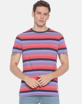 men striped regular fit round-neck t-shirt