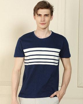 men striped regular fit round-neck t-shirt