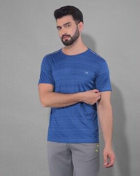 men striped regular fit round-neck t-shirt