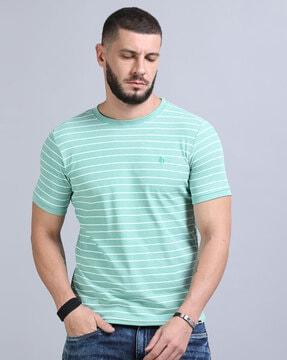 men striped regular fit round-neck t-shirt