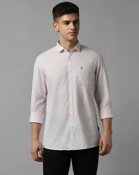 men striped regular fit shirt with patch pocket