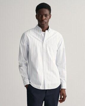 men striped regular fit shirt with patch pocket